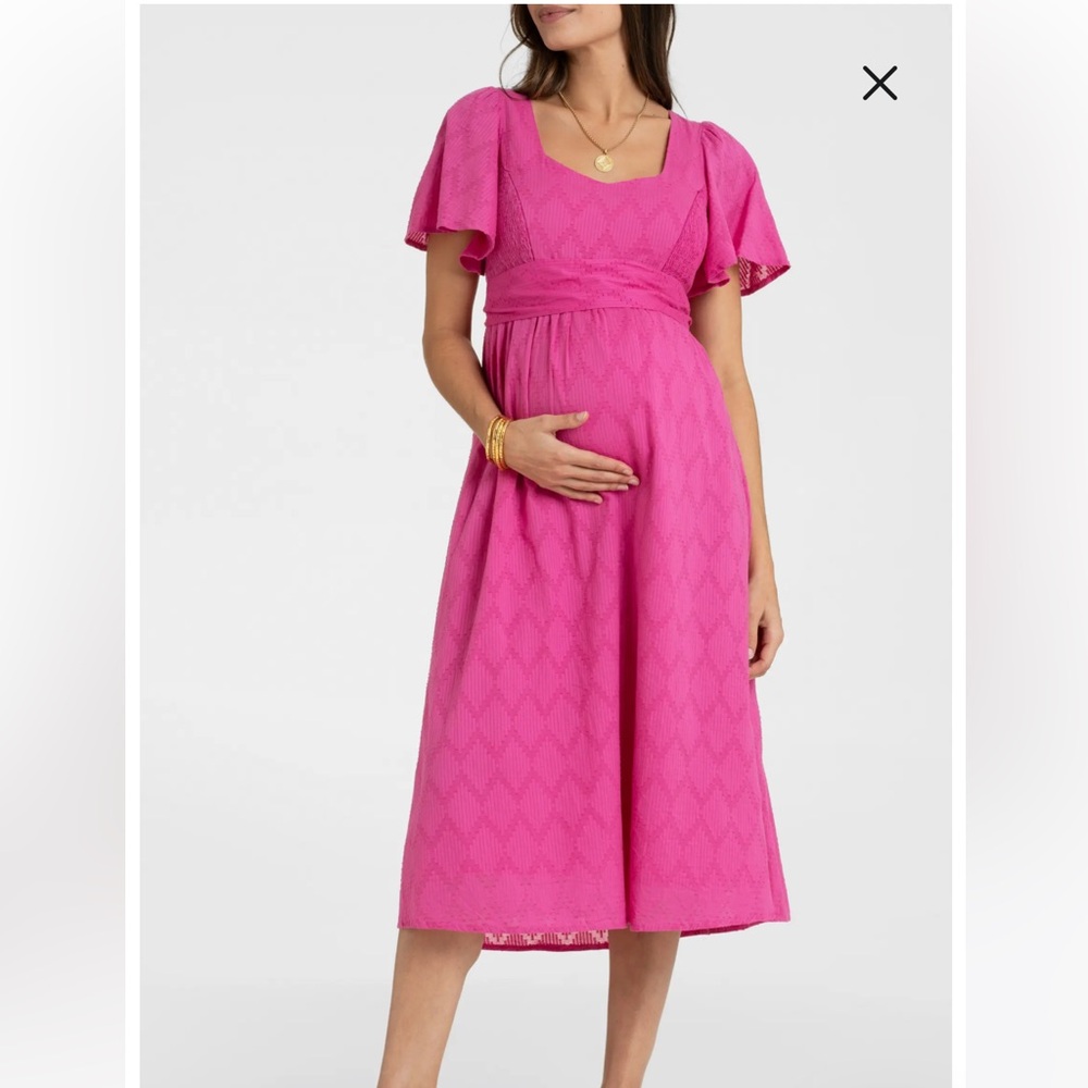 Seraphine Broderie Anglais Maternity/Nursing Midi Dress